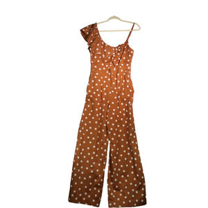 Anthropologie Orange Polka Dot Jumpsuit